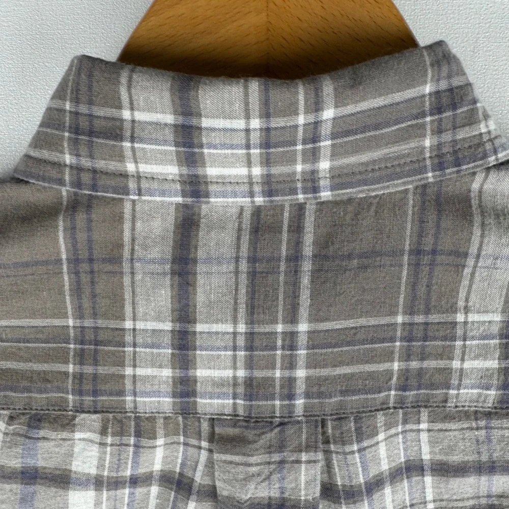 Ralph Lauren Boys Plaid Button Down Shirt Long‎ Sleeve Size 6 Cotton Linen Blend